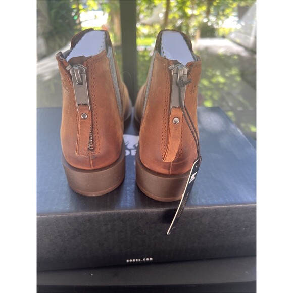 New Sorel Emelie II Chelsea Heel Zip Boots Size 6.5 Dark Amber Tobacco Women - Picture 4 of 7